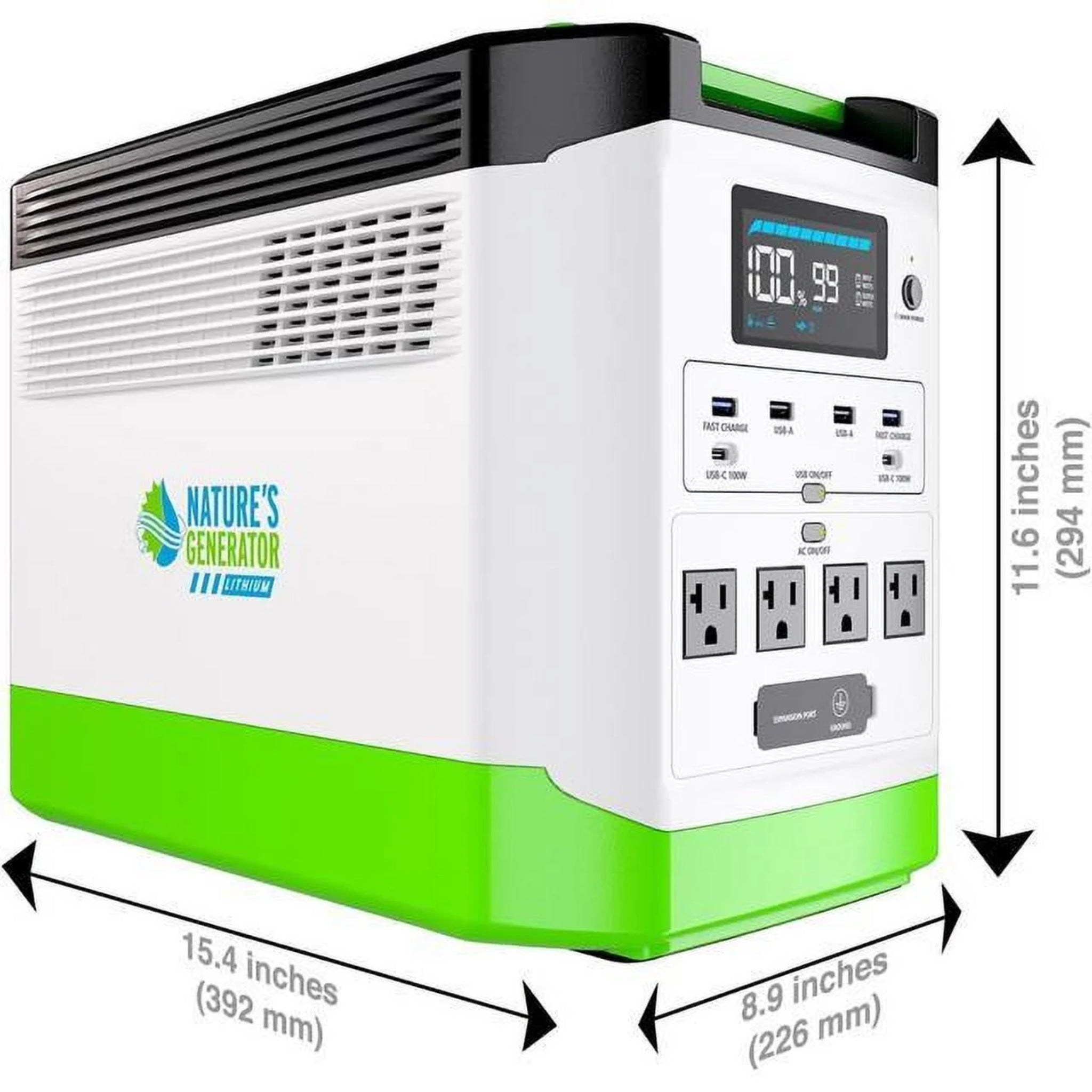 Nature'S Generator Lithium 1800 Gold PE:1800W Solar & Wind Powered Nature'S Generator Lithium+100W Solar Panel with 50Ft Cable+4-Circuit Transfer Switch