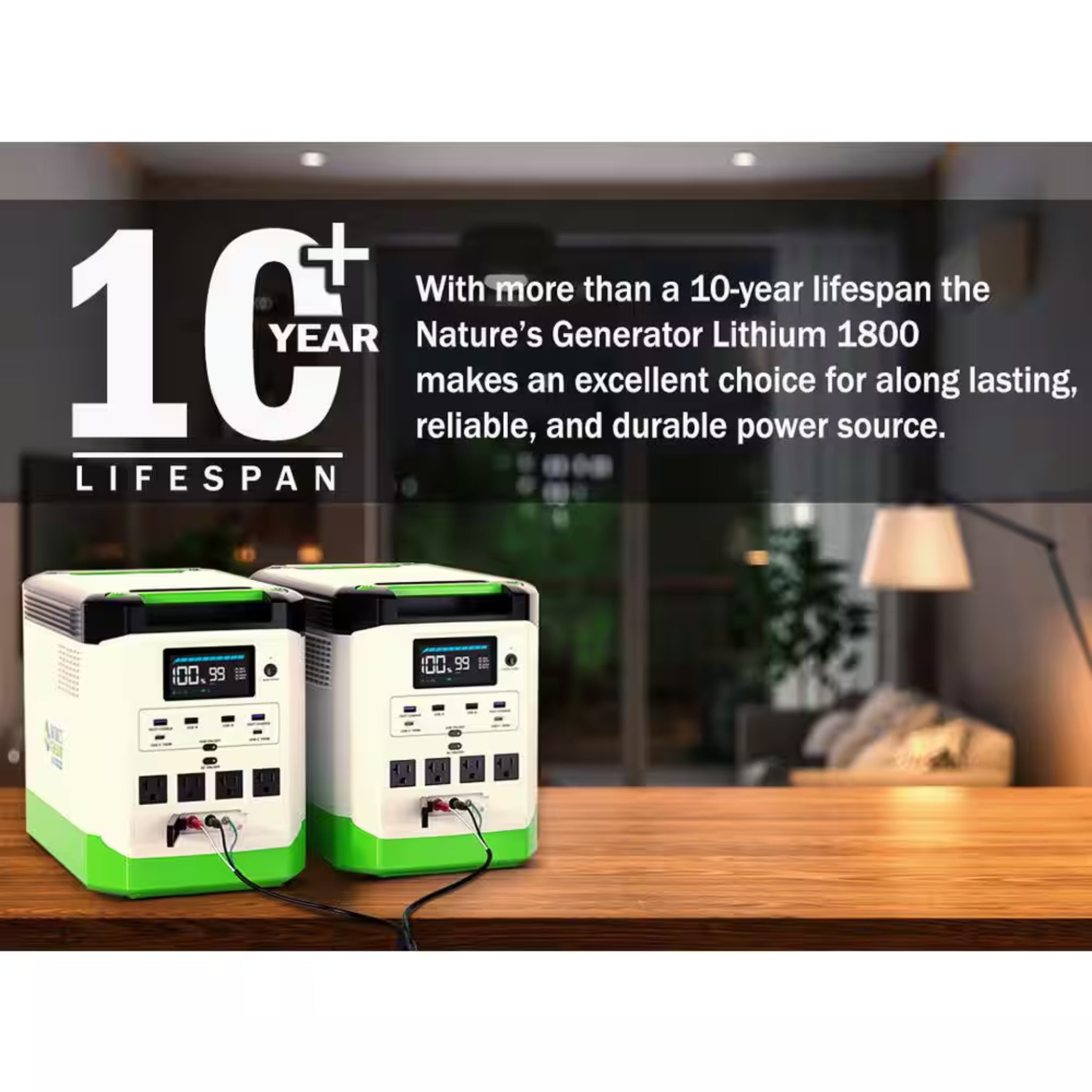 1800W Running/3600W Peak Push Button Start Lithium Solar Generator Gold