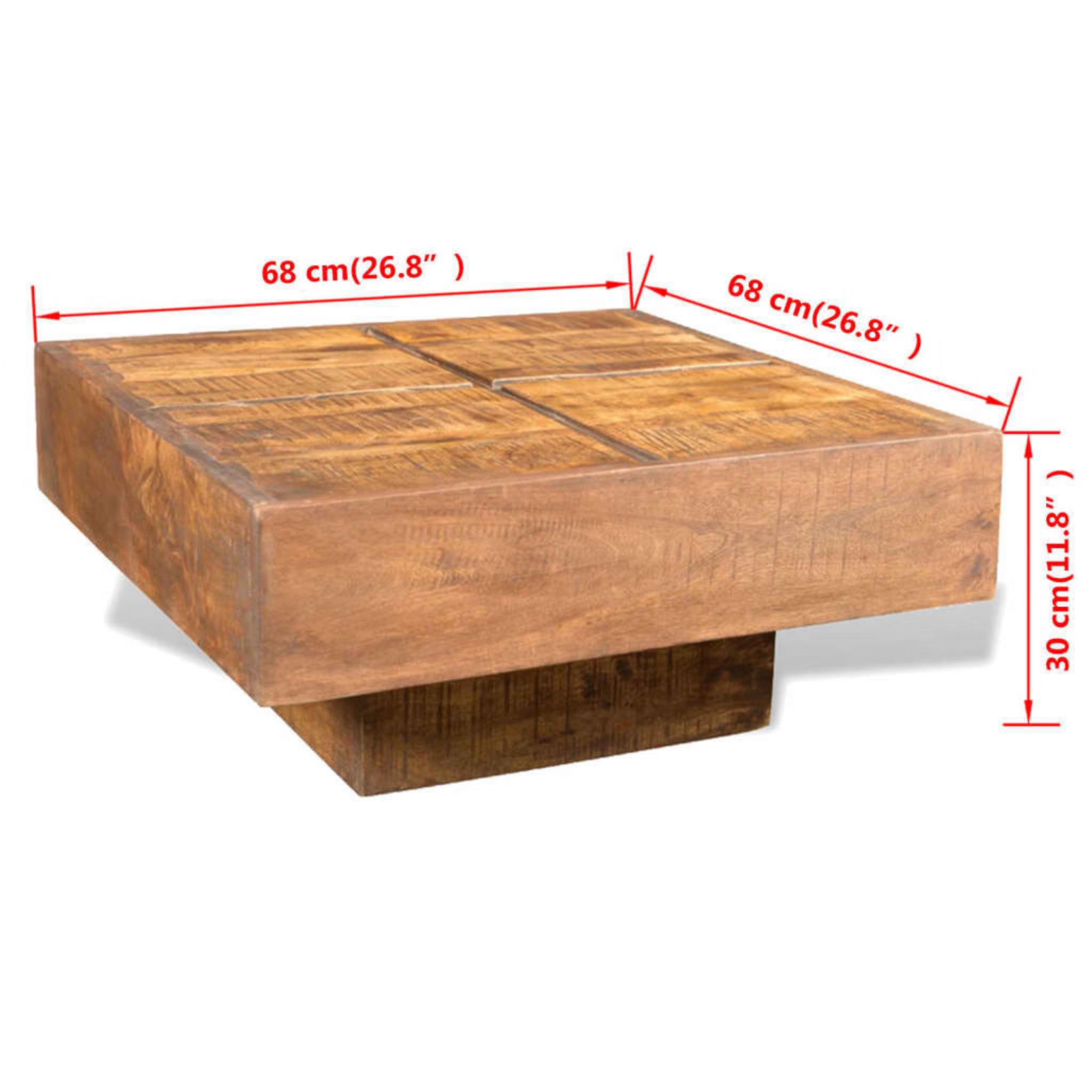 Coffee Table Brown Solid Mango Wood Small Durable Coffee Table