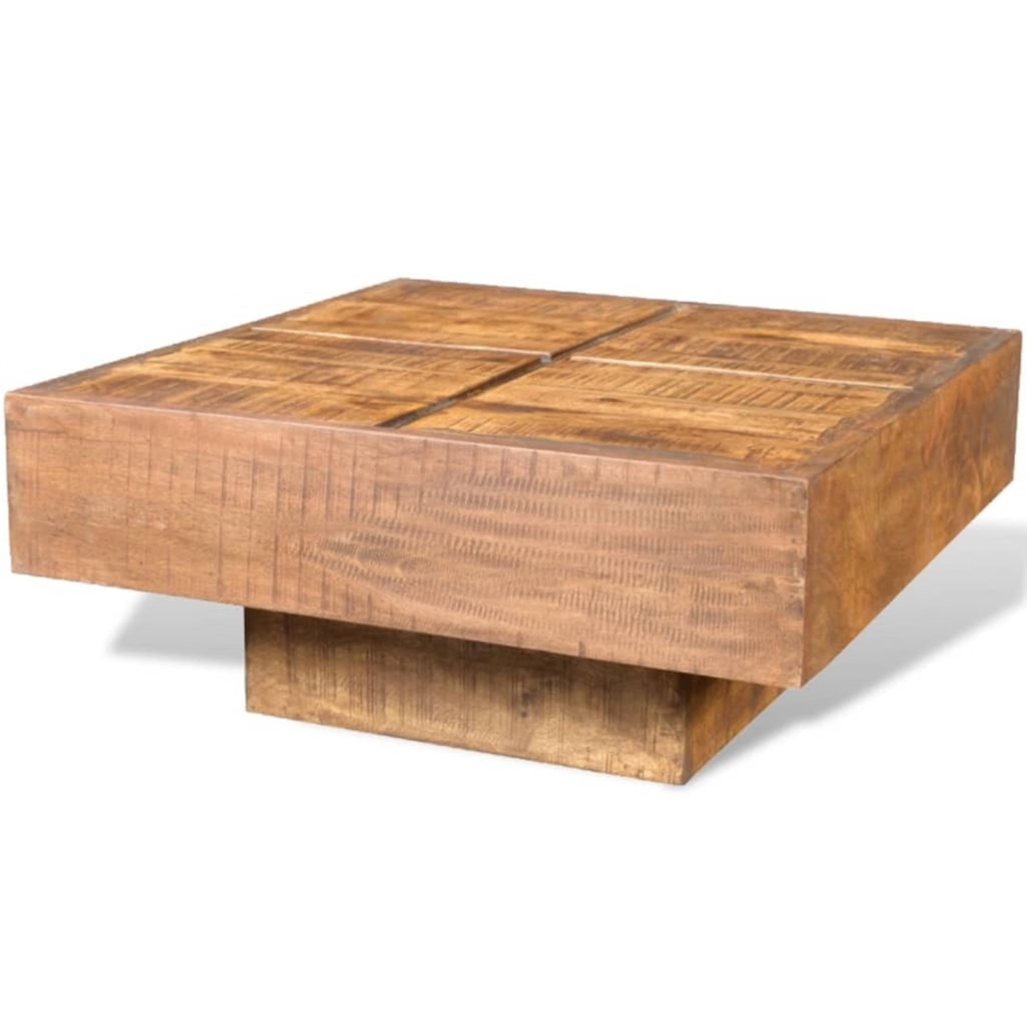 Coffee Table Brown Solid Mango Wood Small Durable Coffee Table