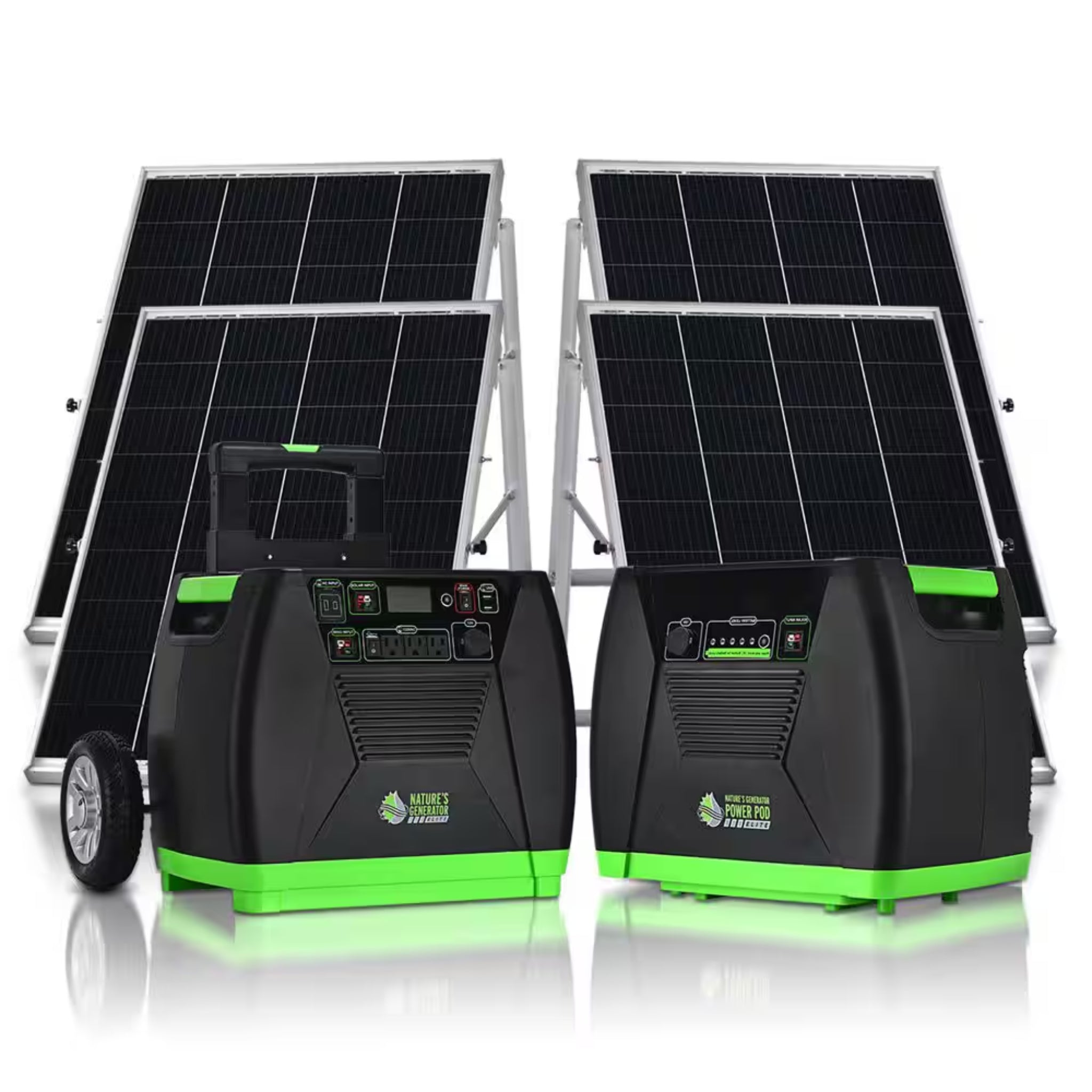 ELITE 3600-Watt/5760W Peak Push Button Start Solar Powered Portable Generator with Four 100W Solar Panels and Power Pod