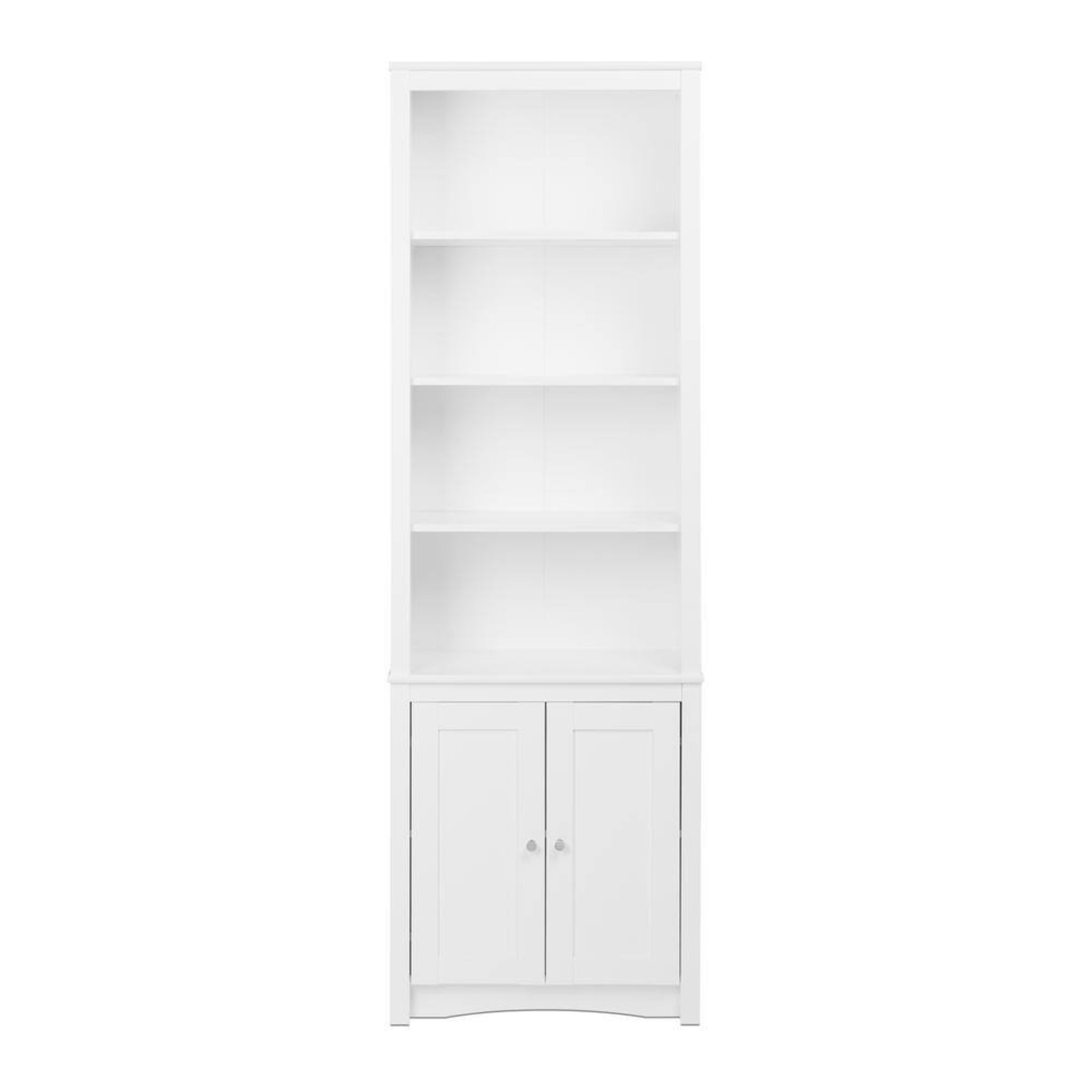 Sonoma 80 In. Tall White Engineered Wood 6-Shelf Bookcase, Standard Book Shelf W/ 2-Shaker Doors and Adjustable Shelves