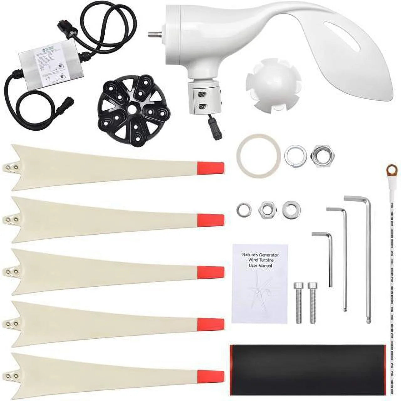 Elite Gold - WE System:3600W Solar & Wind Powered Pure Sine Wave Off-Grid Elite+2Pcs 100W Solar Panel+Wind Turbine