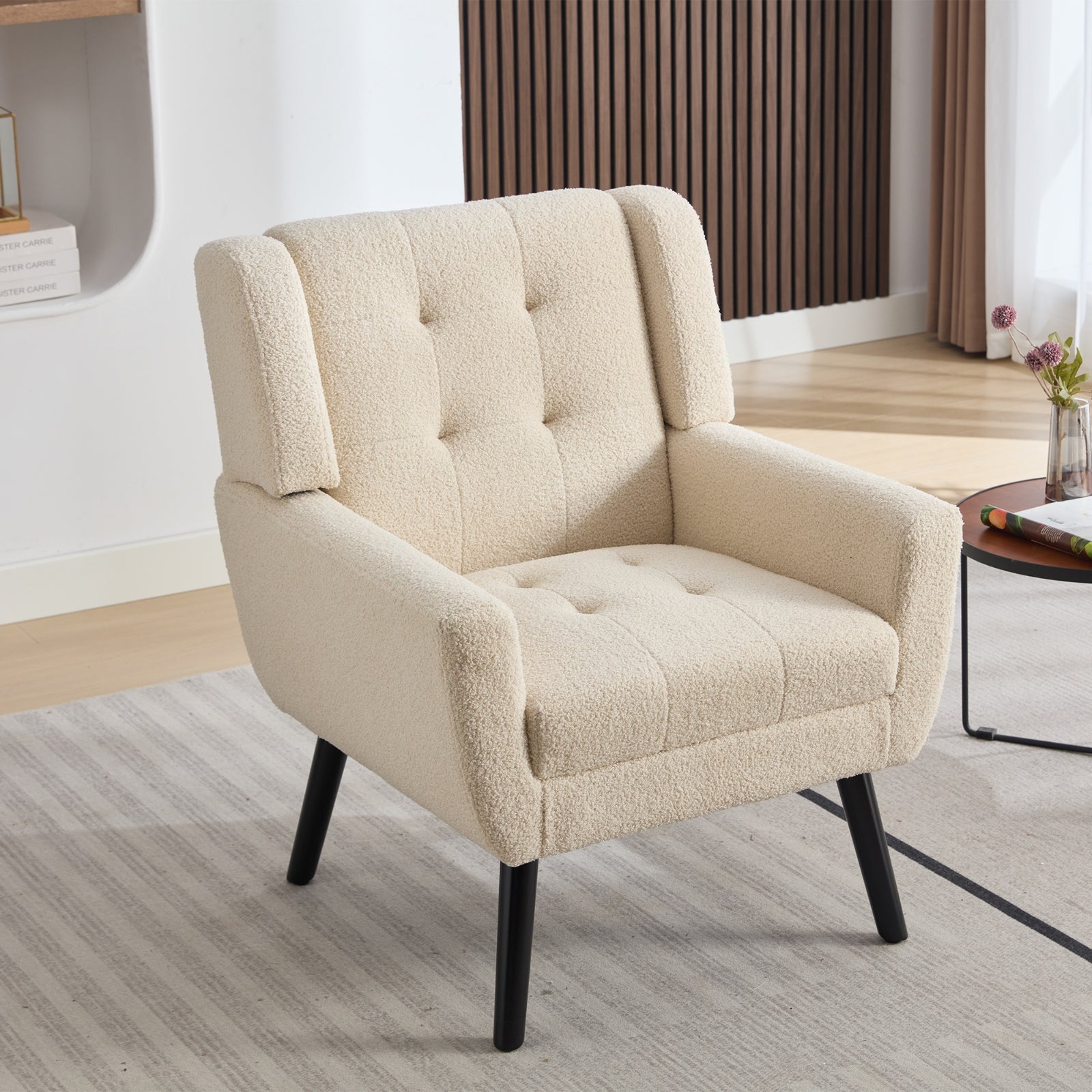 Modern Soft Teddy Material Ergonomics Accent Chair Living Room Chair Bedroom Chair Home Chair with B