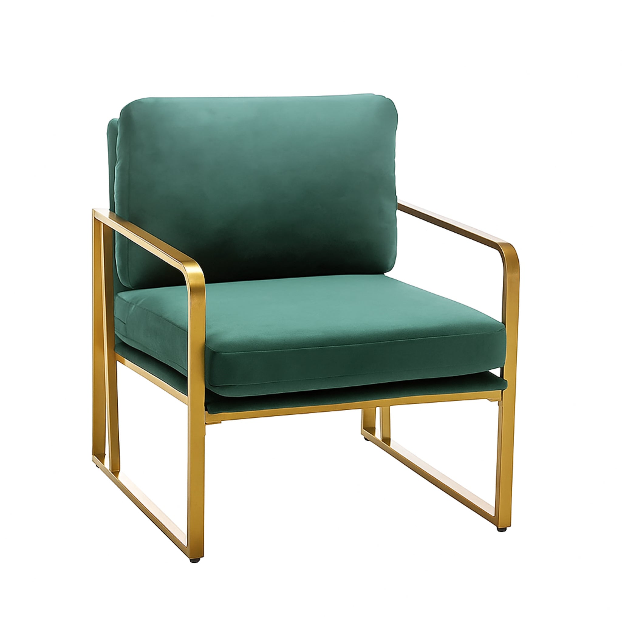 Modern Accent Chair Living Room Chair Armchair Upholstered Chairs Leisure Chairs with Metal Frame Legs for Home, Bedroom, Reading, Green