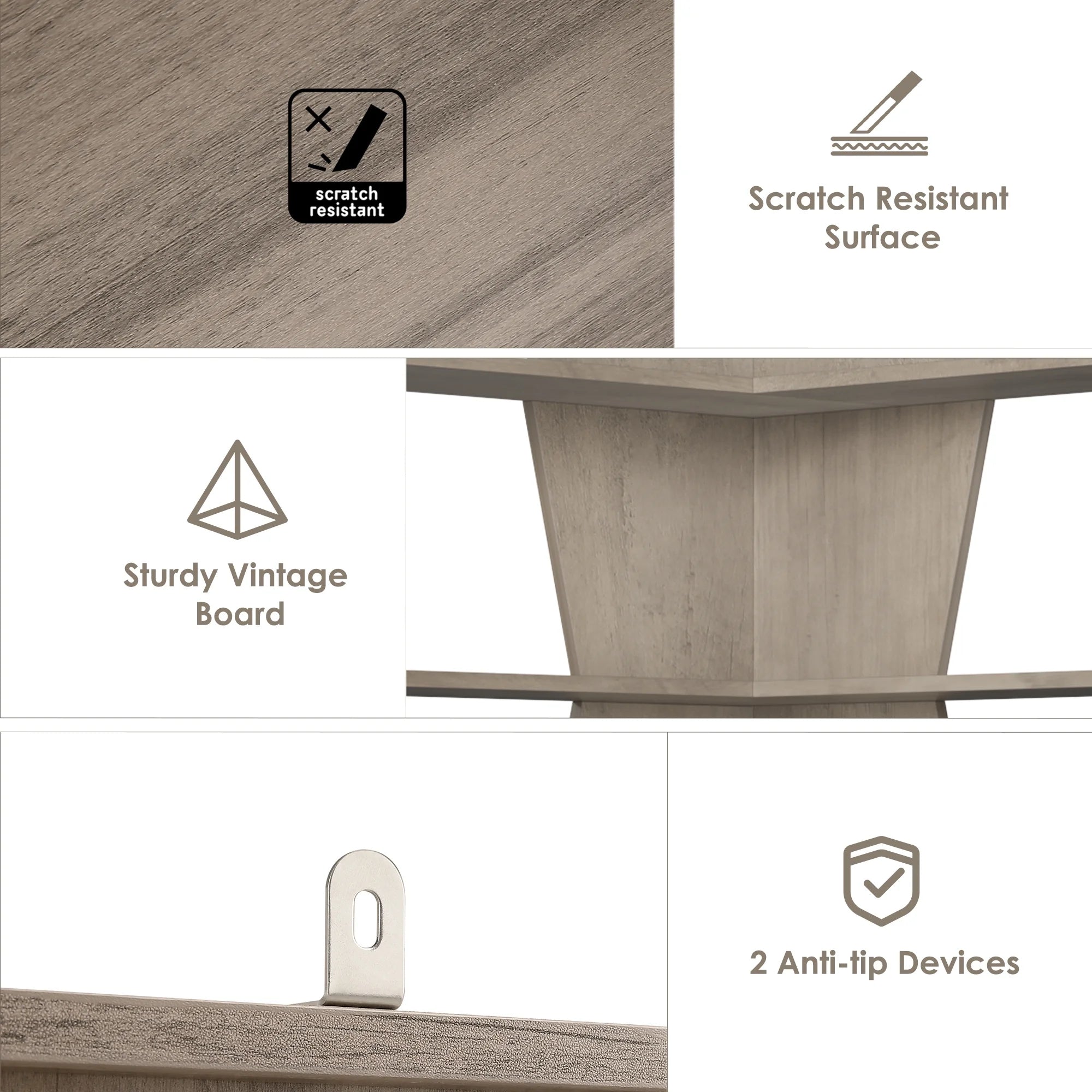 6-Tier Corner Bookcase, L-Shaped Bookshelf with Baffle, Storage Display Rack for Office Living Room, Gray