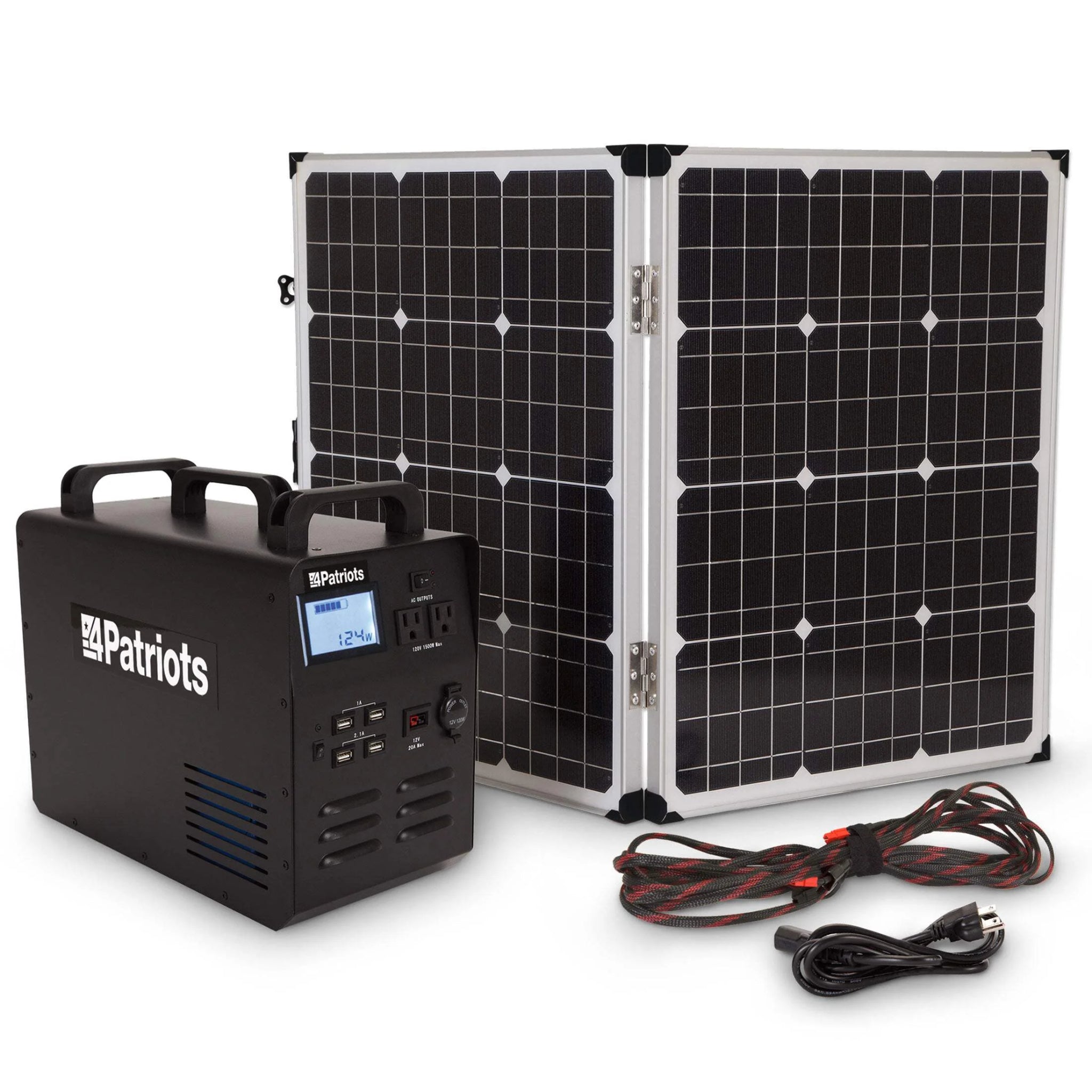 Patriot Power Generator - Fume-Free, Silent & Safe Lithium-Iron-Phosphate Battery - 100-Watt Solar Panel Included- Reliable Power Source during an Outage - Quiet and Portable - 2,500 + Lifecycles