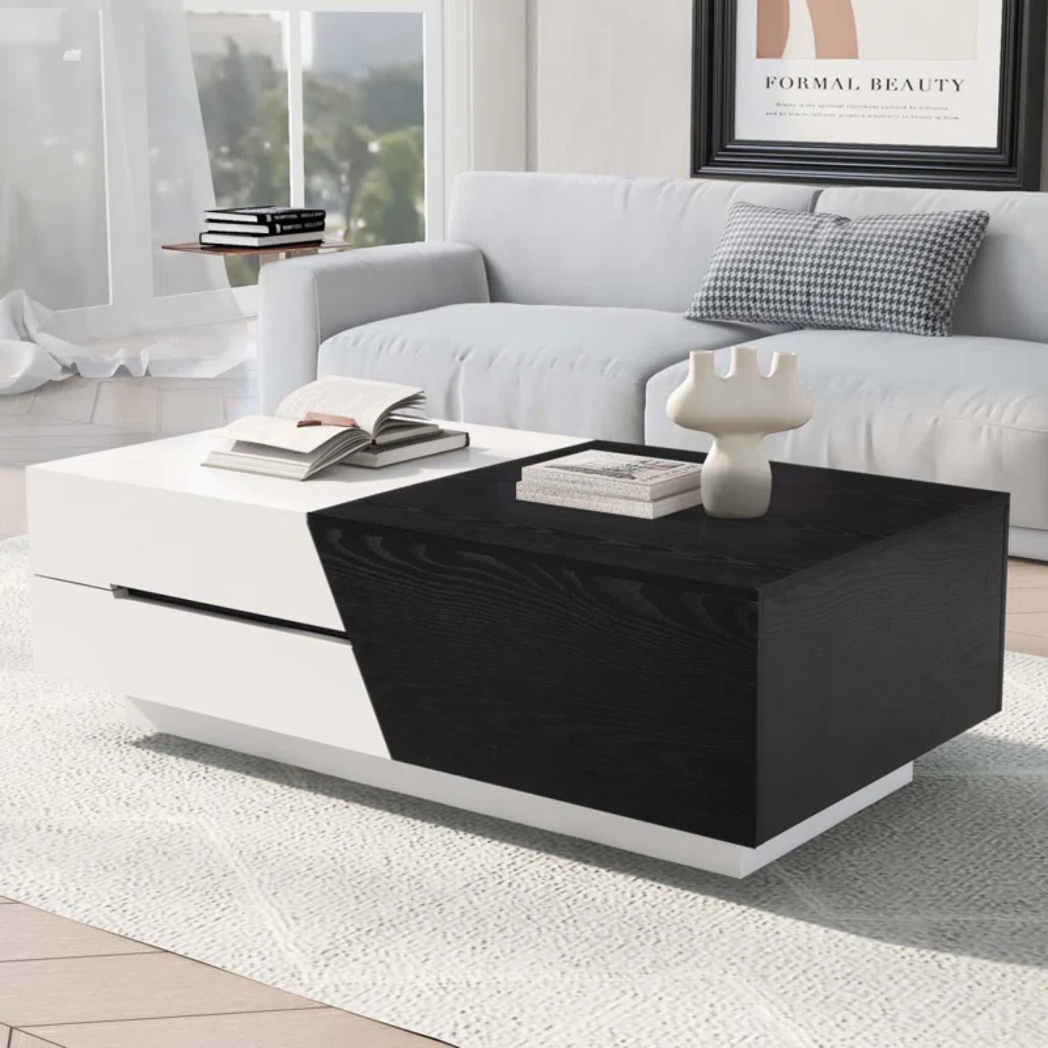 Laferty Extendable Sliding Top Coffee Table with Storage,Living Room Table,Cocktail Table